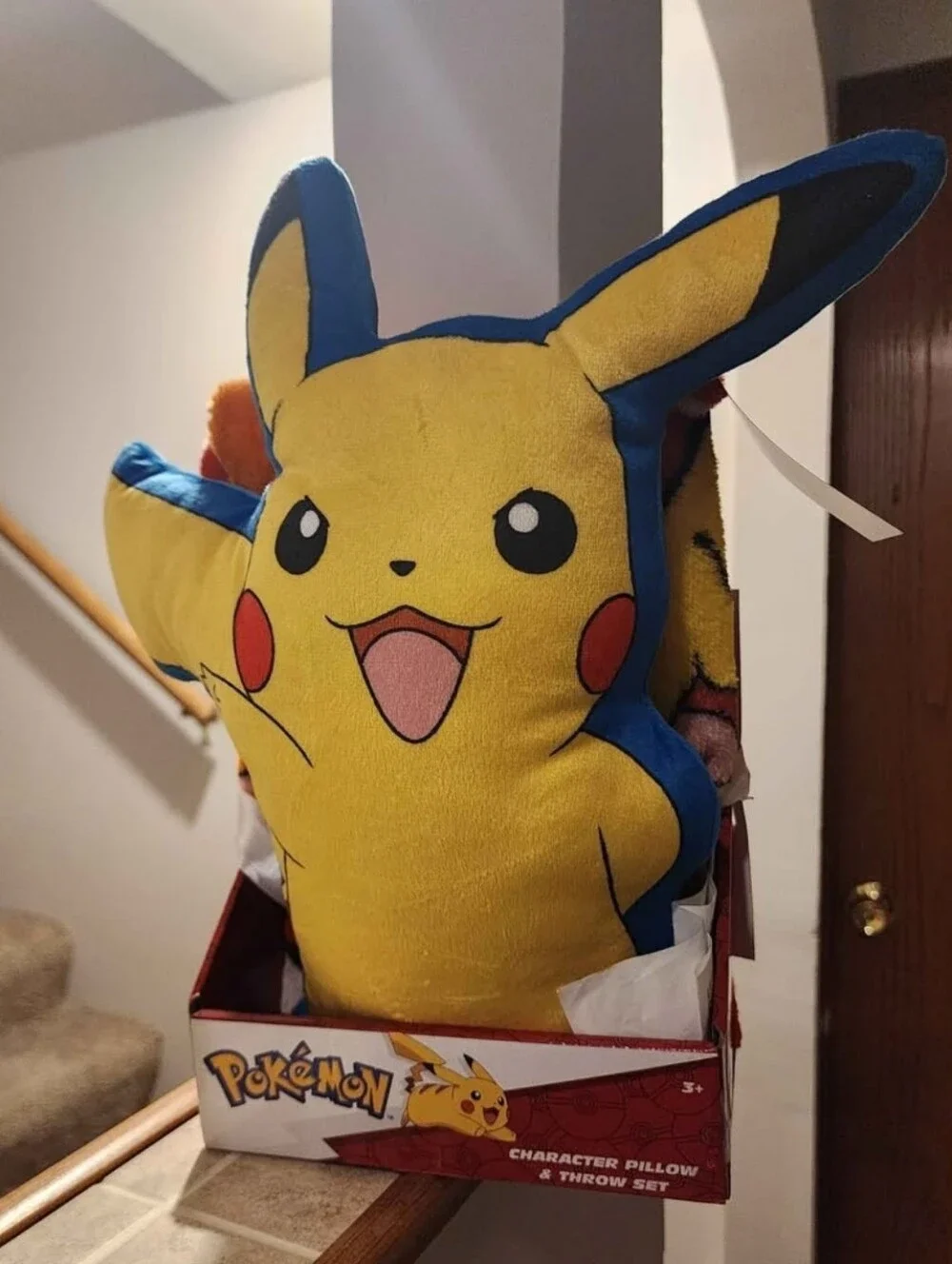 Pikachu Yellow Plush Character Pillow With Blanket Throw Set 40 X 50 NWT
